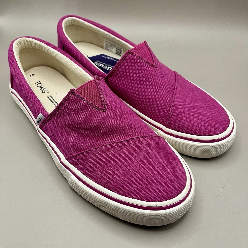 TOMS ALPARGATA FENIX Slip-On Fuchsia Canvas Womens 9 Boat Shoes NWT